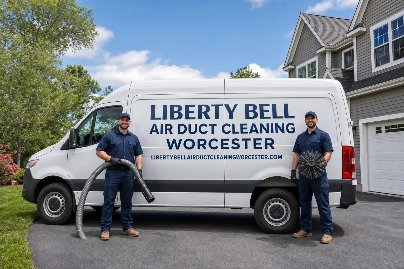 Liberty Bell Air Duct Cleaning Worcester service vehicle and crew in Worcester, MA